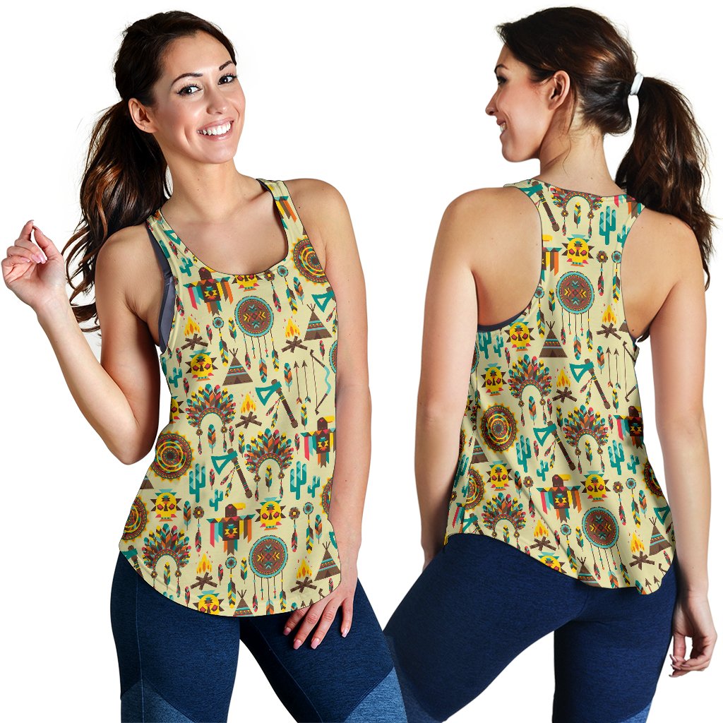 Tribal indians native american aztec Women Racerback Tank Top