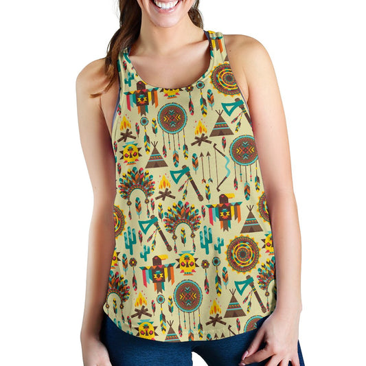 Tribal indians native american aztec Women Racerback Tank Top