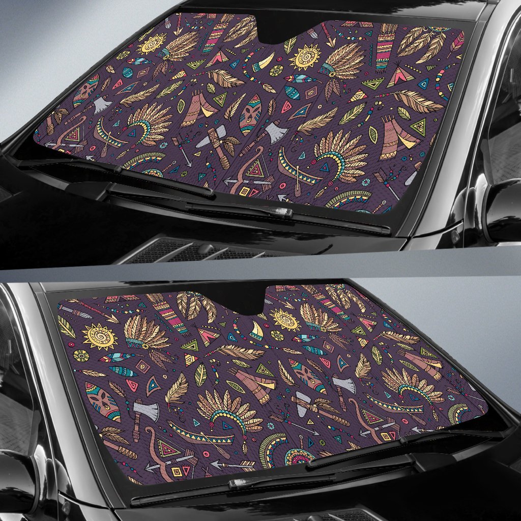 Tribal Native American Aztec Car Sun Shade-JorJune