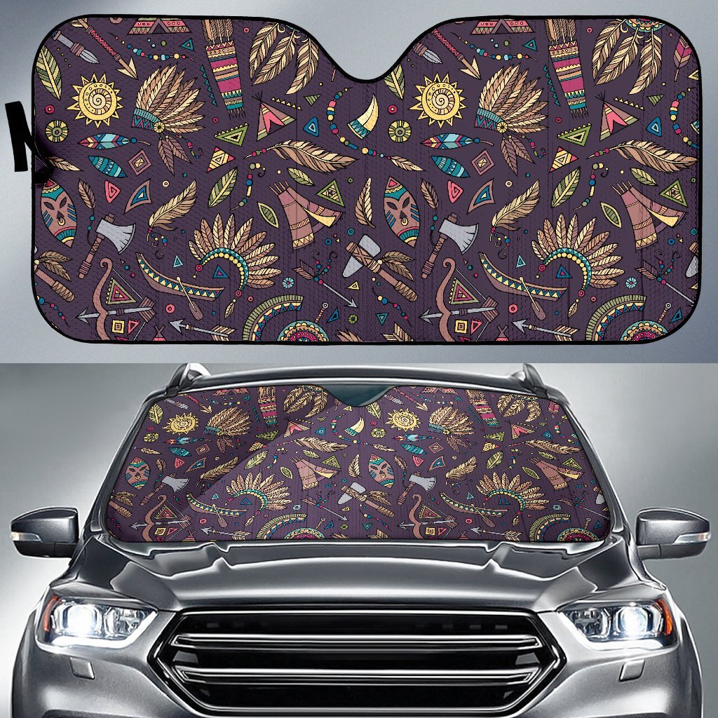 Tribal Native American Aztec Car Sun Shade-JorJune