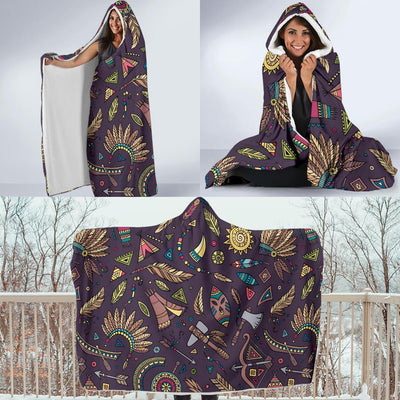 Tribal native american Aztec Hooded Blanket-JORJUNE.COM