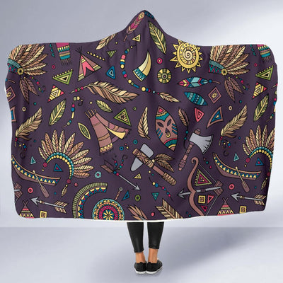 Tribal native american Aztec Hooded Blanket-JORJUNE.COM