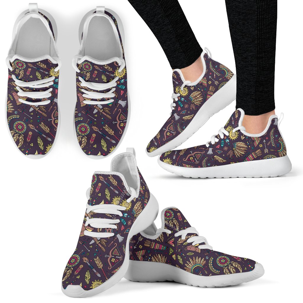 Tribal native american Aztec Mesh Knit Sneakers Shoes