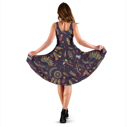 Tribal Native American Aztec Sleeveless Mini Dress