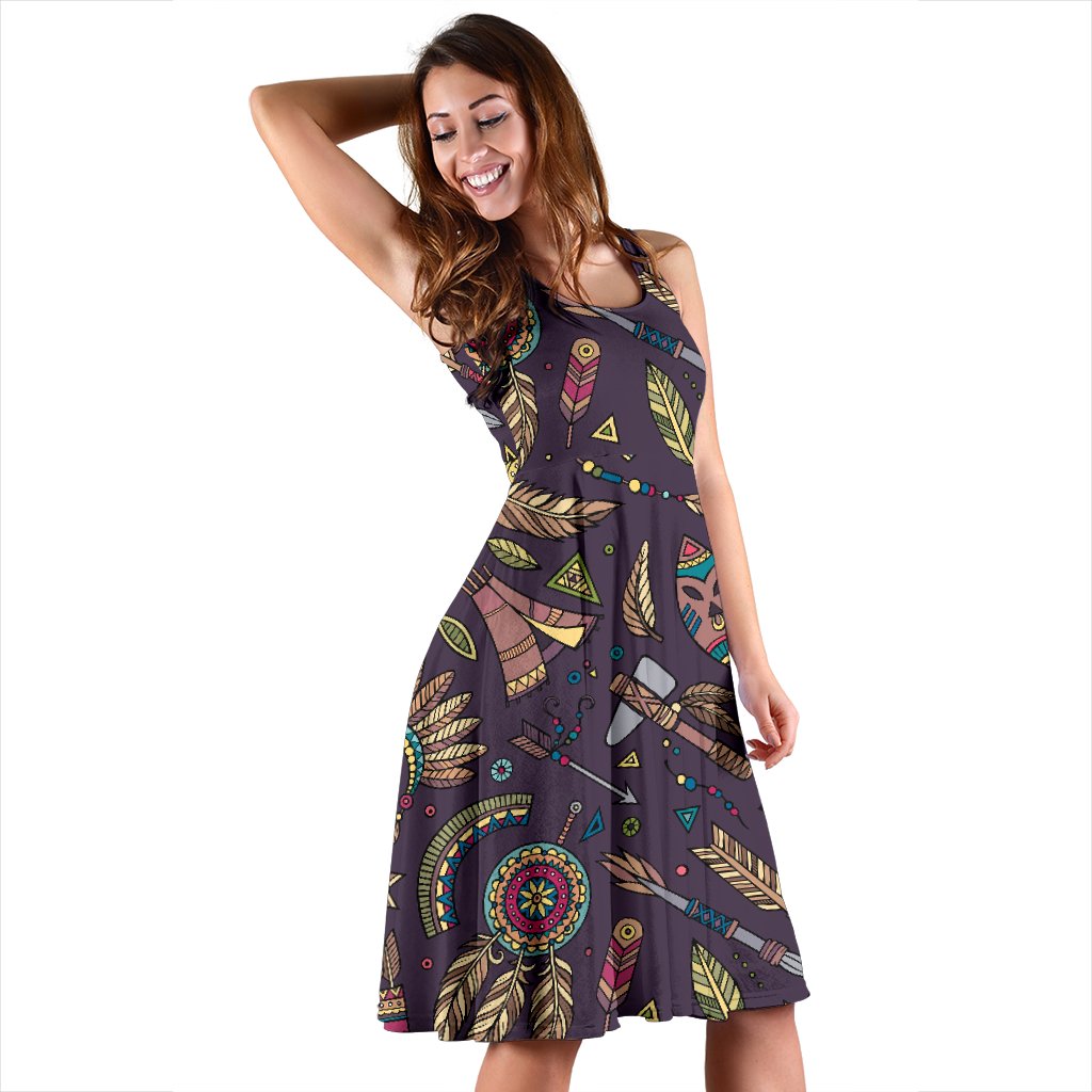 Tribal Native American Aztec Sleeveless Mini Dress