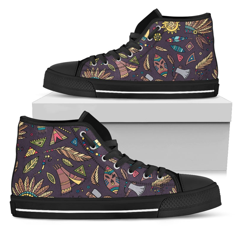 Tribal Native American Aztec Women High Top Shoes