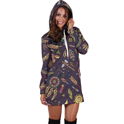 Tribal Native American Aztec Women Hoodie Dress