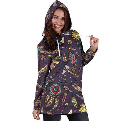 Tribal Native American Aztec Women Hoodie Dress