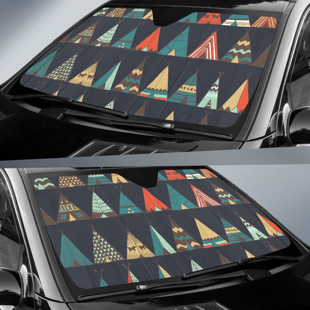 Tribal Native American Tent Aztec Car Sun Shade-JorJune