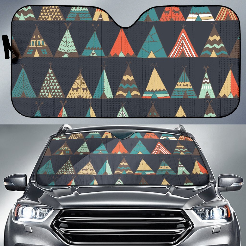 Tribal Native American Tent Aztec Car Sun Shade-JorJune