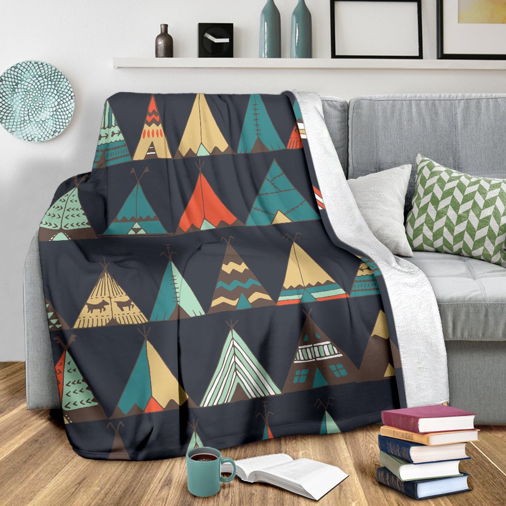 Tribal Native American Tent Aztec Fleece Blanket