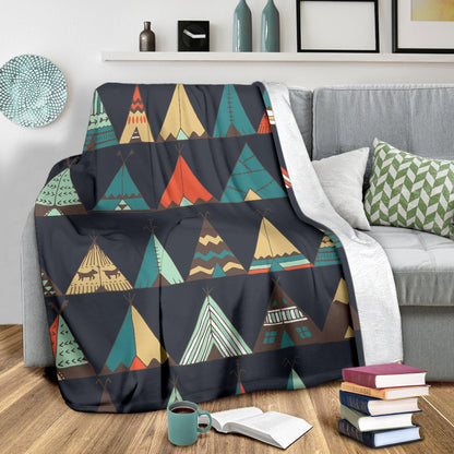 Tribal Native American Tent Aztec Fleece Blanket