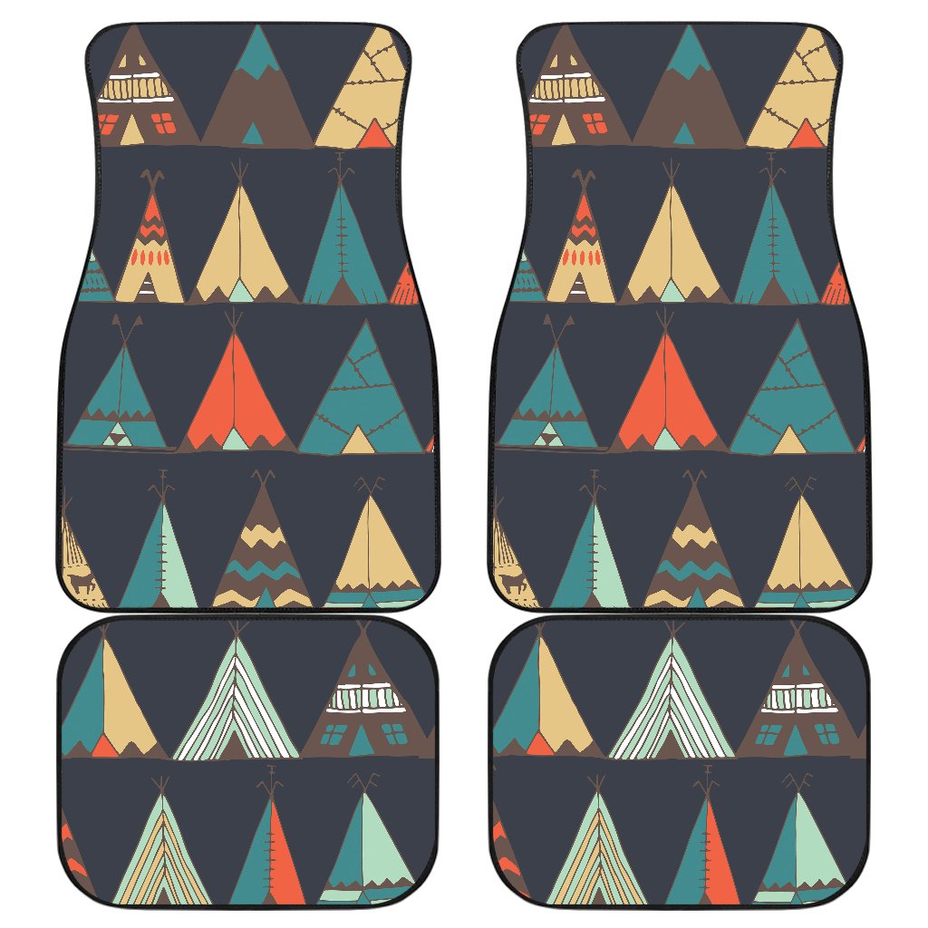 Tribal native american tent Aztec Front and Back Car Floor Mats