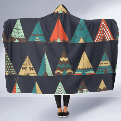 Tribal native american tent Aztec Hooded Blanket-JORJUNE.COM