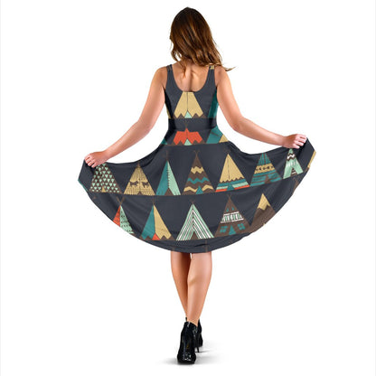 Tribal Native American Tent Aztec Sleeveless Mini Dress