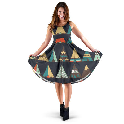 Tribal Native American Tent Aztec Sleeveless Mini Dress
