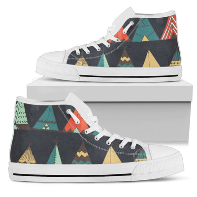 Tribal Native American Tent Aztec Women High Top Shoes