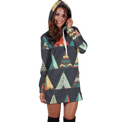 Tribal Native American Tent Aztec Women Hoodie Dress