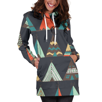 Tribal Native American Tent Aztec Women Hoodie Dress