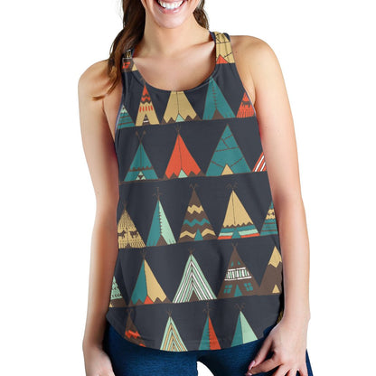 Tribal native american tent Aztec Women Racerback Tank Top