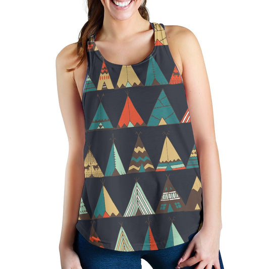 Tribal native american tent Aztec Women Racerback Tank Top