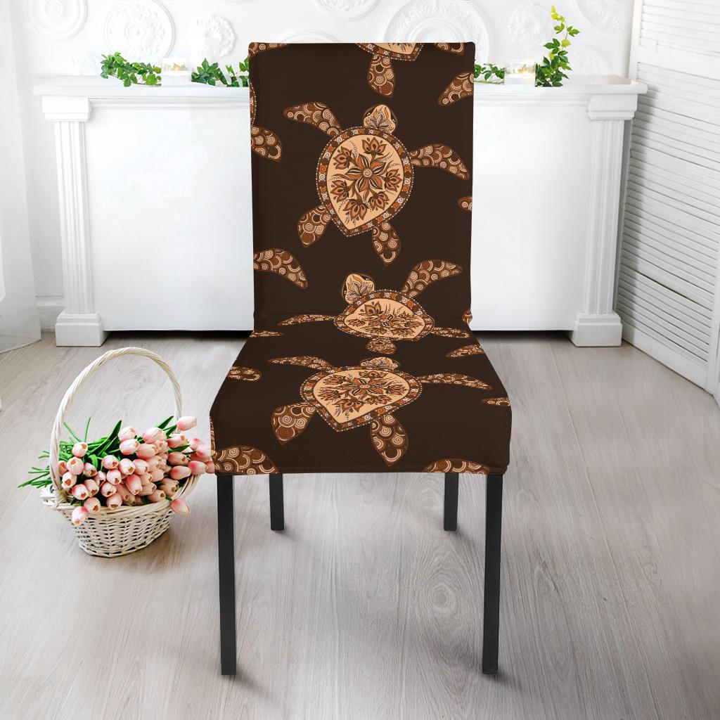 Tribal Sea Turtle Pattern Print Design T09 Dining Chair Slipcover-JORJUNE.COM