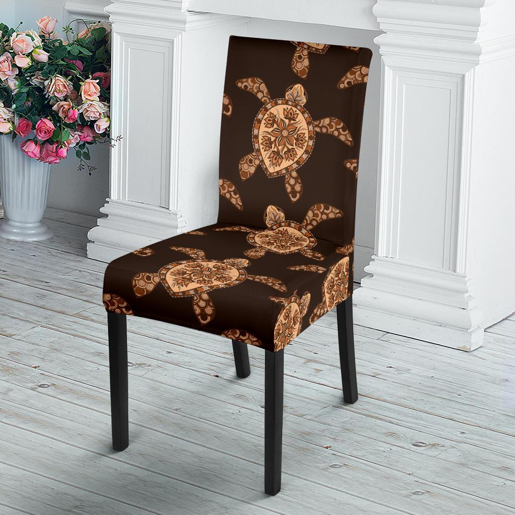Tribal Sea Turtle Pattern Print Design T09 Dining Chair Slipcover-JORJUNE.COM