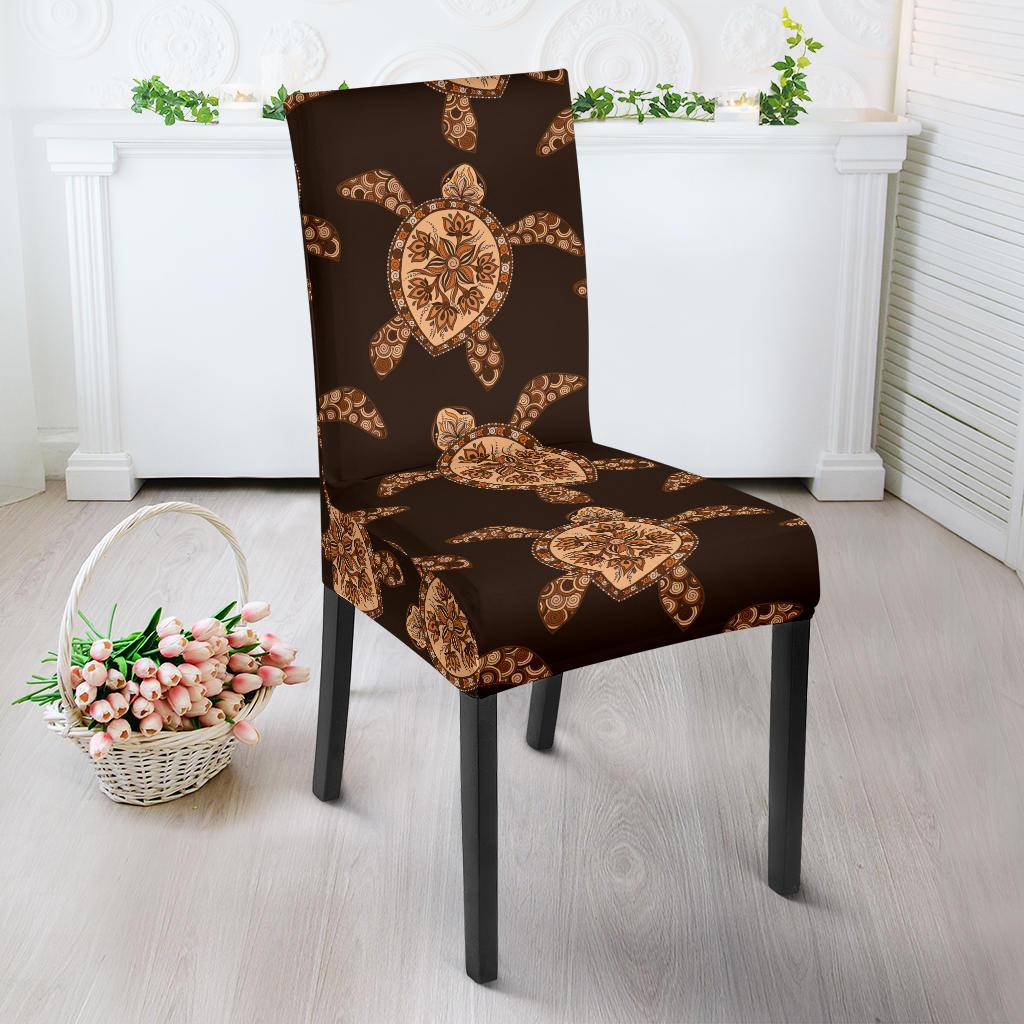 Tribal Sea Turtle Pattern Print Design T09 Dining Chair Slipcover-JORJUNE.COM
