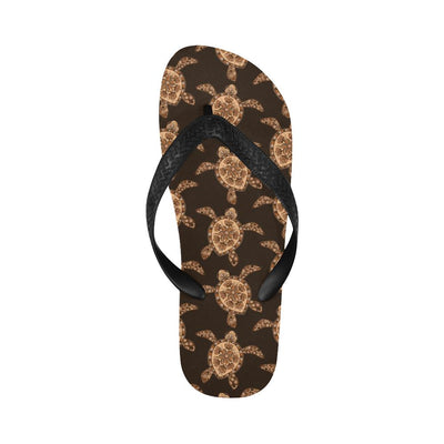 Tribal Sea Turtle Pattern Print Design T09 Flip Flops-JorJune