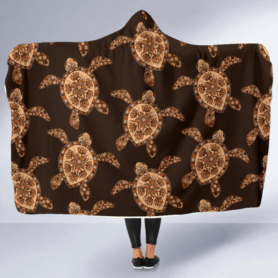 Tribal Sea Turtle Pattern Print Design T09 Hooded Blanket-JORJUNE.COM