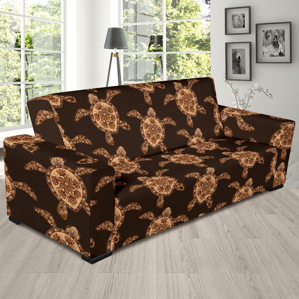 Tribal Sea Turtle Pattern Print Design T09 Sofa Slipcover-JORJUNE.COM