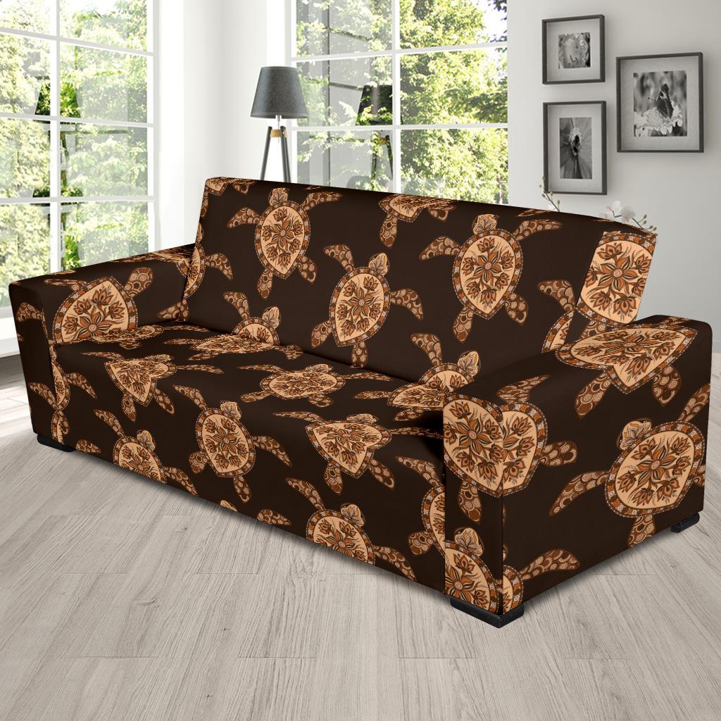 Tribal Sea Turtle Pattern Print Design T09 Sofa Slipcover-JORJUNE.COM