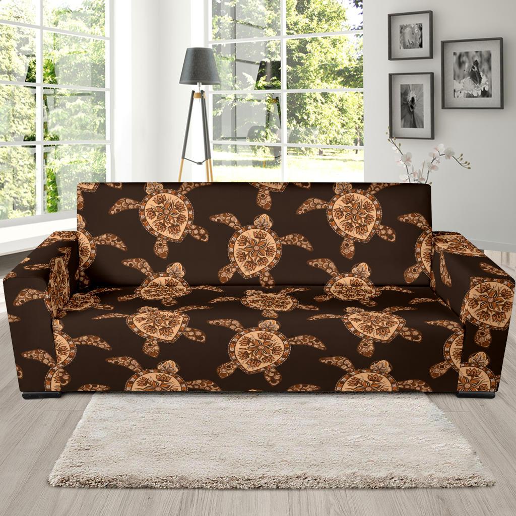 Tribal Sea Turtle Pattern Print Design T09 Sofa Slipcover-JORJUNE.COM