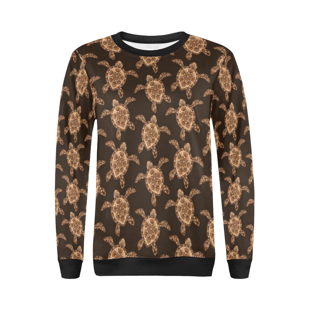 Tribal Sea Turtle Pattern Print Design T09 Women Long Sleeve Sweatshirt-JorJune