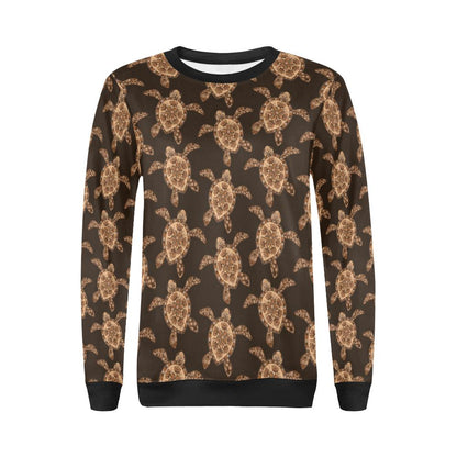 Tribal Sea Turtle Pattern Print Design T09 Women Long Sleeve Sweatshirt-JorJune