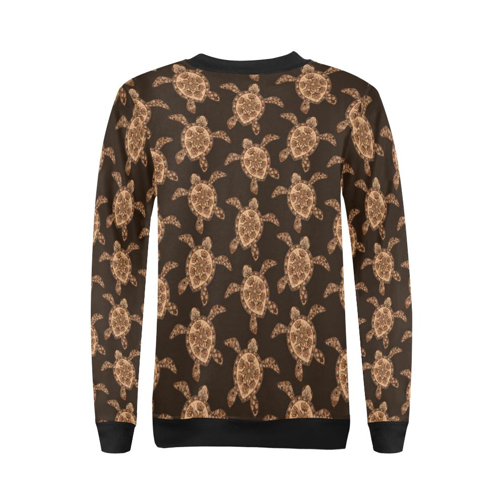 Tribal Sea Turtle Pattern Print Design T09 Women Long Sleeve Sweatshirt-JorJune