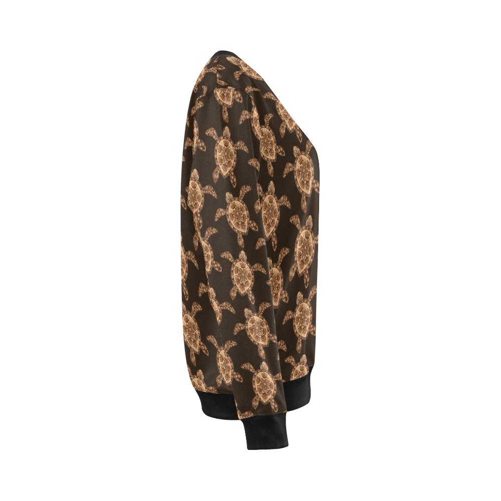 Tribal Sea Turtle Pattern Print Design T09 Women Long Sleeve Sweatshirt-JorJune