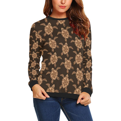 Tribal Sea Turtle Pattern Print Design T09 Women Long Sleeve Sweatshirt-JorJune