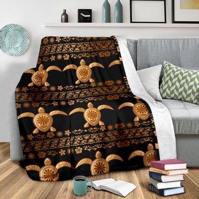 Tribal Sea Turtle Polynesian Hawaiian Fleece Blanket