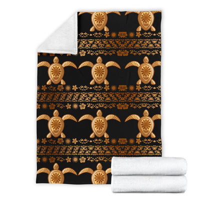 Tribal Sea Turtle Polynesian Hawaiian Fleece Blanket