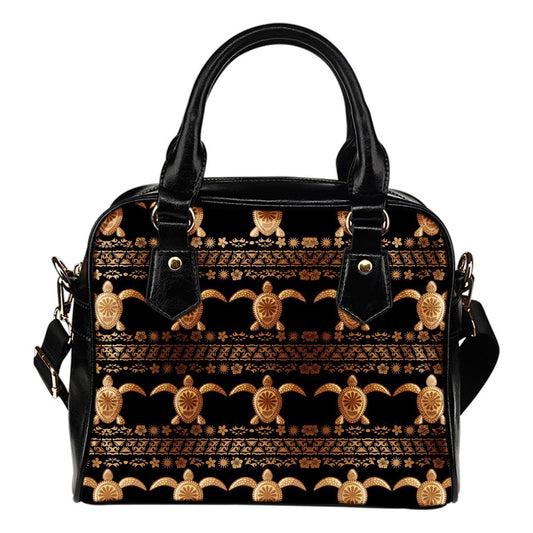 Tribal Sea turtle Polynesian Hawaiian Leather Shoulder Handbag