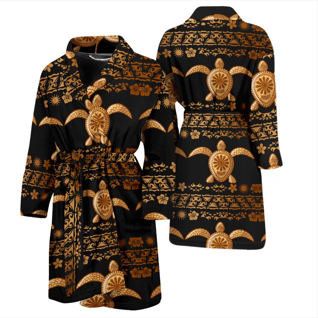 Tribal Sea Turtle Polynesian Hawaiian Men Bath Robe