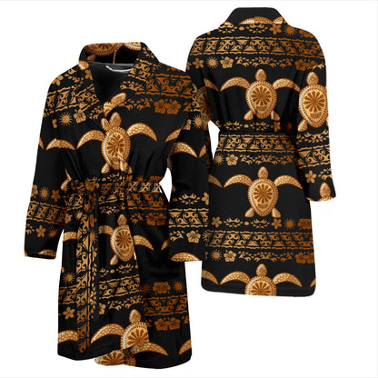 Tribal Sea Turtle Polynesian Hawaiian Men Bath Robe