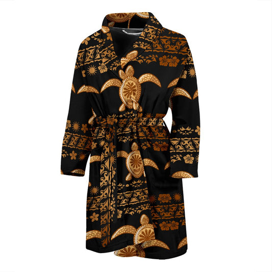Tribal Sea Turtle Polynesian Hawaiian Men Bath Robe
