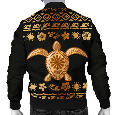 Tribal Sea Turtle Polynesian Hawaiian Men Casual Bomber Jacket