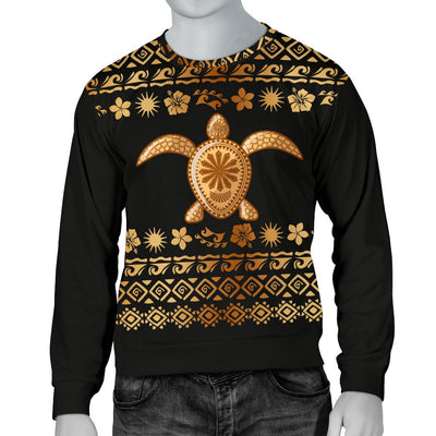 Tribal Sea Turtle Polynesian Hawaiian Men Crewneck Sweatshirt