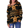 Tribal Sea Turtle Polynesian Hawaiian Off Shoulder Sweatshirt