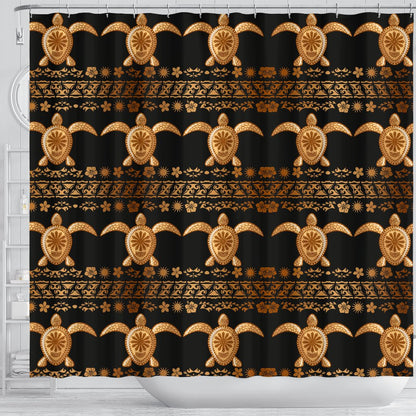 Tribal Sea Turtle Polynesian Hawaiian Shower Curtain