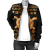 Tribal Sea Turtle Polynesian Hawaiian Women Casual Bomber Jacket