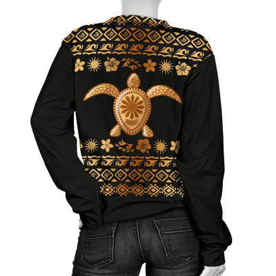 Tribal Sea Turtle Polynesian Hawaiian Women Crewneck Sweatshirt